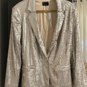 ASOS Silver Sequin Blazer with Belt